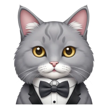 Grey cat wearing bow tie sticker