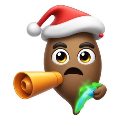 Poop wearing a Santa hat with a squirt gun  sticker
