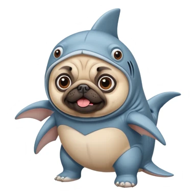 Pug wearing a shark costume  sticker
