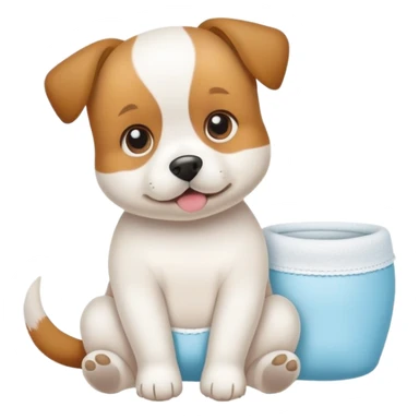 dog learning to wear a diaper, potty training sticker