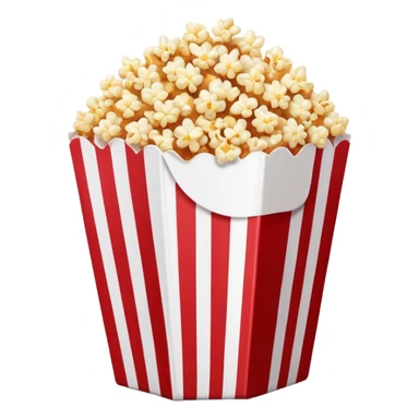 minimalist sweet popcorn emoji style, red and white popcorn box, caramel popcorn sticker