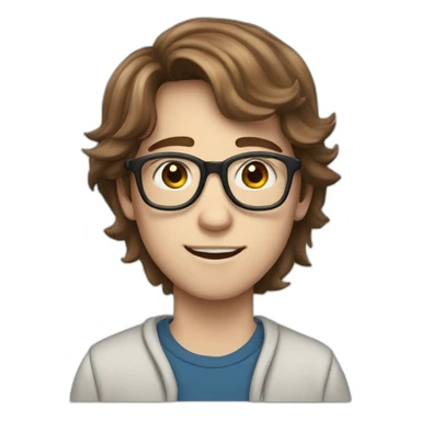 a white skinned teen boy with glasses and brown hair sticker