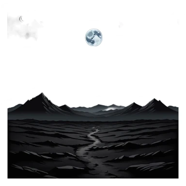 dark and eerie scene, the entire world covered in darkness. The sky is deep black with no stars or light, no moon, no glow just total void and silence. The atmosphere feels ominous and unsettling, as if darkness has swallowed everything. No characters, no visible light sources sticker