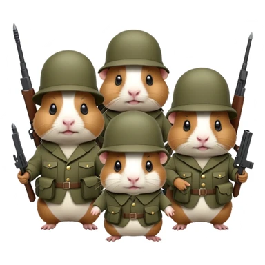 Army of angry guinea pigs with army suits sticker