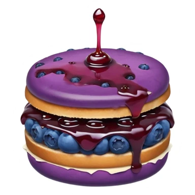 Make an emoji of a blueberry patty (small) that's broken off a bit so you can see the blueberry jam sticker