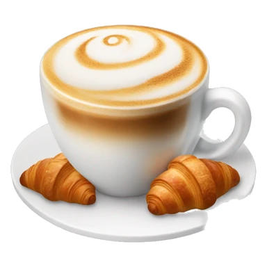 Cup of cappuccino with croissant sticker