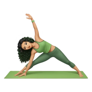 a woman with olive skin tone and curly black hair wearing green and doing a downward dog yoga pose sticker