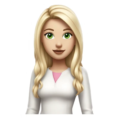 Realistic White girl with Long straight blonde hair, green eyes, tattoos, full body wearing white dress and pink knee-high leather boots, posing sticker