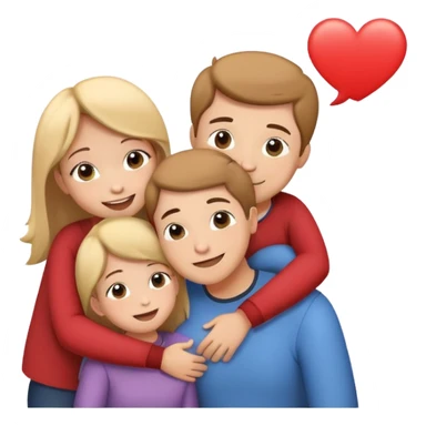 family hugging with a speech bubble saying I love you, cheerful and expressive sticker