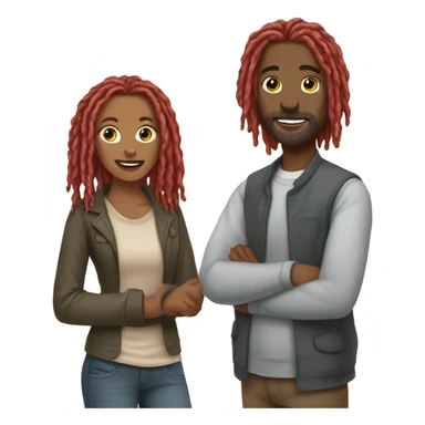 Me with mini shoulder red locs antiquing with my friend girl with gray locs sticker