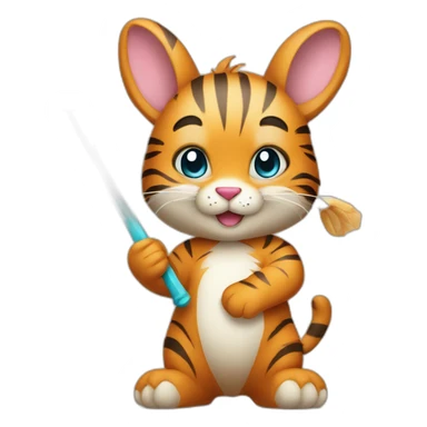 cute tiger bunny bear holding a wand sticker