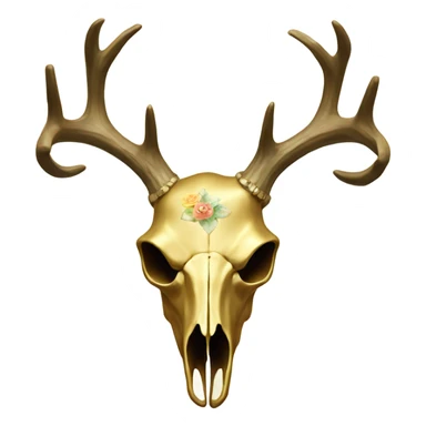 Gold deer skull with floral pattern  sticker
