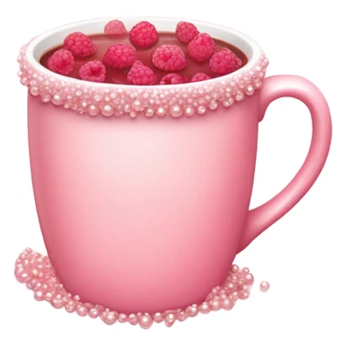 soft pink mug filled with steaming hot raspberry tea, decorated with blush pink pearl and sparkly embellishments (aesthetic, cute) sticker