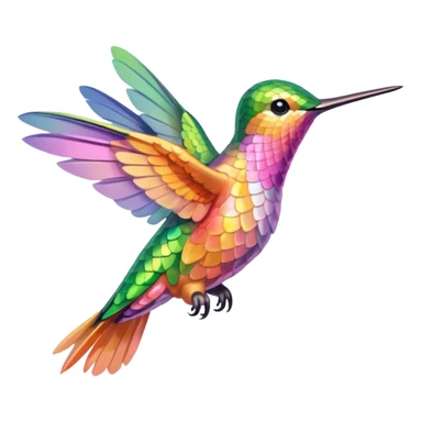 mostly peach pink plus yellow-green humming bird sticker