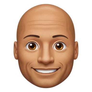 Dwayne Johnson emoji, apple style, muscular face, bald, signature eyebrow raise sticker