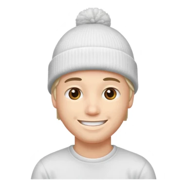 A guy head with white beanie sticker