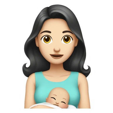 mom holding newborn baby girl with white skin dark hair and white skin newborn white girl baby sticker