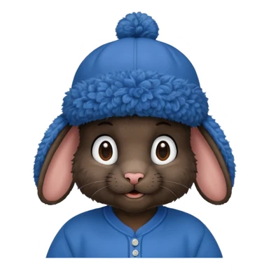 curly black rabbit with blue jersey and hat sticker