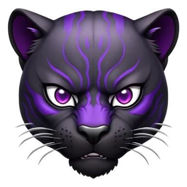 sleek black panther with bright purple eyes, angry face sticker