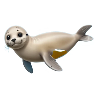 A 3D cartoon seal swimming with visible flippers, calm blue water, soft sunlight, Memoji-style realism. sticker