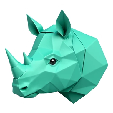 origami rhino head in color green mint rgb(168, 251, 211) sticker