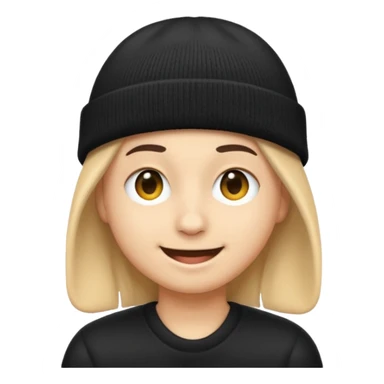 Emoji with black beanie hat pulled down over eyes sticker