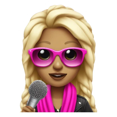 Blonde popstar with pink microphone and pink sunglasses with pink scarf sticker