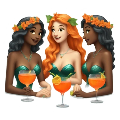 Three beautiful mermaids drinking aperol sticker