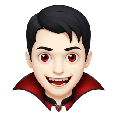 vampire boy, pale skin, smiling with fangs sticker