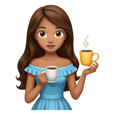 big black eyes and tanned skin brown hair glamorous long hair with coffee  sticker