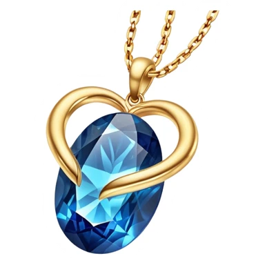 gold chain floating in midair with a glowing deep blue stone, swirling veins, shimmering like liquid gold, magical aura sticker
