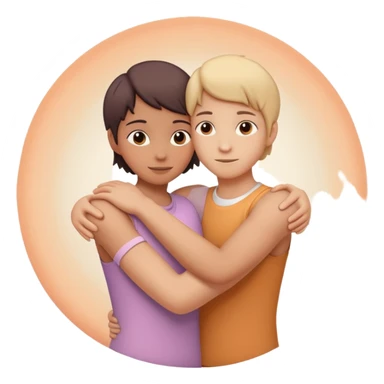 Two stylized arms forming a soft circle, as if hugging an invisible person. Warm pastel palette, minimal details. sticker