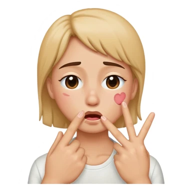 kissy face with peace sign and crying sticker