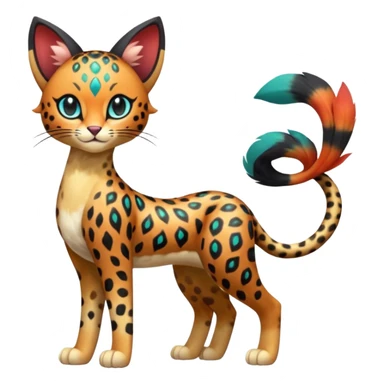 Colorful exotic esoteric patterned Gradients-colored realistic elegant lanky feminine cute pretty  Liepard-Litten-Meloetta-Sprigatito-Pokémon-fusion-creature (full body) sticker