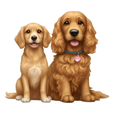 A golden retriever together with a brown cavapoo sticker