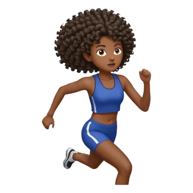 Treino de corrida mulher morena de cabelos cacheados caindo nas costas sticker