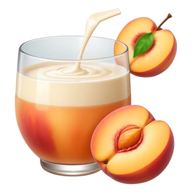 There is a lot of milk on the cut peaches. sticker