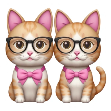Cat with glasses with a girly cat with bow on her ear sticker