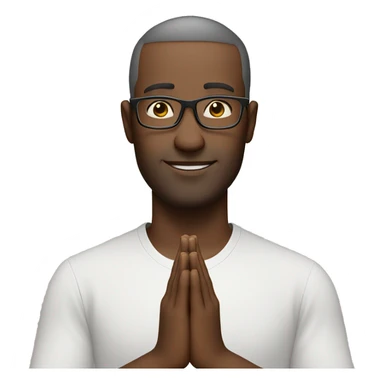 A white Man doing namaste with wearing specs sticker