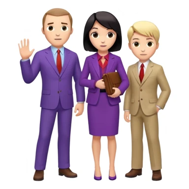 The Parr family from Incredibles in civilian clothes - Bob in business suit, Helen in casual clothes, Violet teen with black hair, Dash blonde boy, baby Jack-Jack sticker