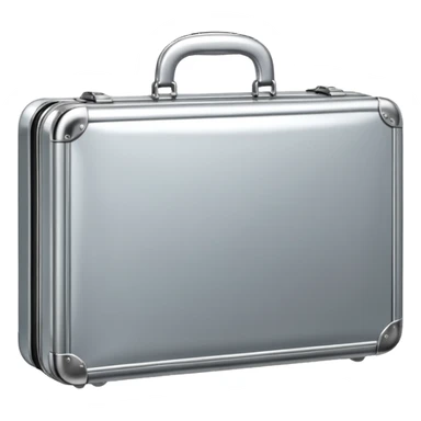 A luxury briefcase emoji made of polished silver chrome, smooth rectangular shape, metallic reflections, minimal high-end design, swag business aesthetic, iOS emoji style, centered, clean white background
 sticker