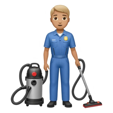 técnico de limpieza hombre sujetando una aspiradora de agua (medio cuerpo) sticker