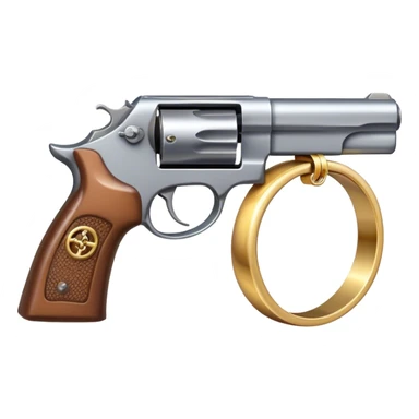 Pistol with a wedding ring sticker