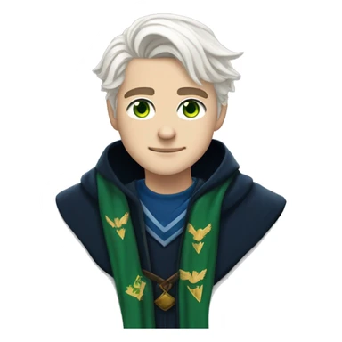16 year old boy, white hair, light skin, green eyes, scar on right eye in ravenclaw hogwarts robes. sticker