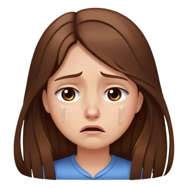 Girl long brown hair sad crying sticker