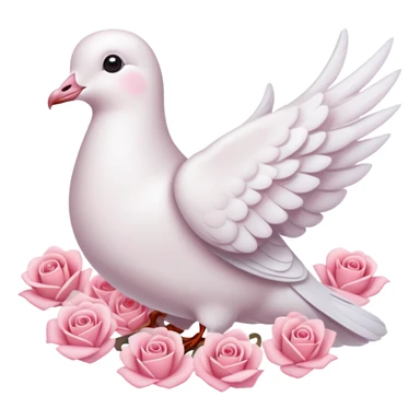 Pastel white-pinkish Romantic dove with hearts and rose-petals sticker