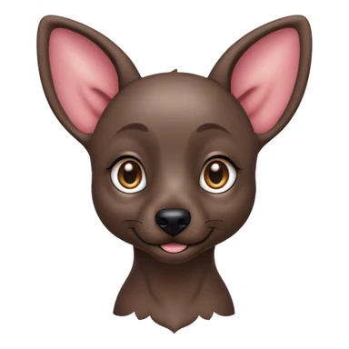 Cinematic Cute Xoloitzcuintle dog Portrait Emoji, Head tilted playfully and inquisitively, featuring smooth, hairless ebony skin with distinctive, artistic wrinkles, round, sparkling dark eyes filled with curiosity, Simplified yet irresistibly adorable features, highly detailed, glowing with a warm, friendly glow, high shine, affectionate and spirited, stylized with a touch of whimsy, bright and endearing, soft glowing outline, capturing the essence of a mischievous yet loving companion, so playful it feels like it could trot out of the screen and into your arms! sticker