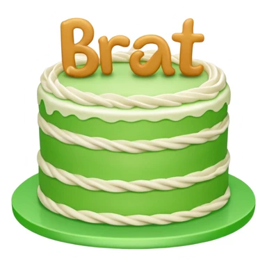 Bright green cake with the word brat  sticker
