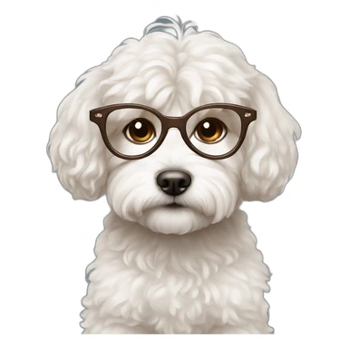 Long brown hair, eyeglassed turkish girl with white maltipoo sticker