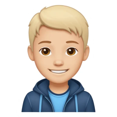 Cartoon avatar sticker of a young person, friendly smile, modern outfit, clean vector illustration, thick outline, flat colors, simple background, sticker style, high quality, transparent background sticker